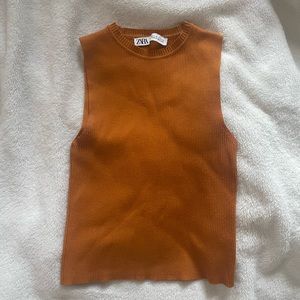 ZARA Orange Sleeveless Top